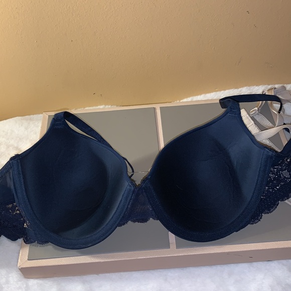 🦋 ELLEN TRACY T-Shirt Bras (Navy and Beige) NWT 38B - Picture 4 of 15